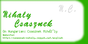 mihaly csasznek business card